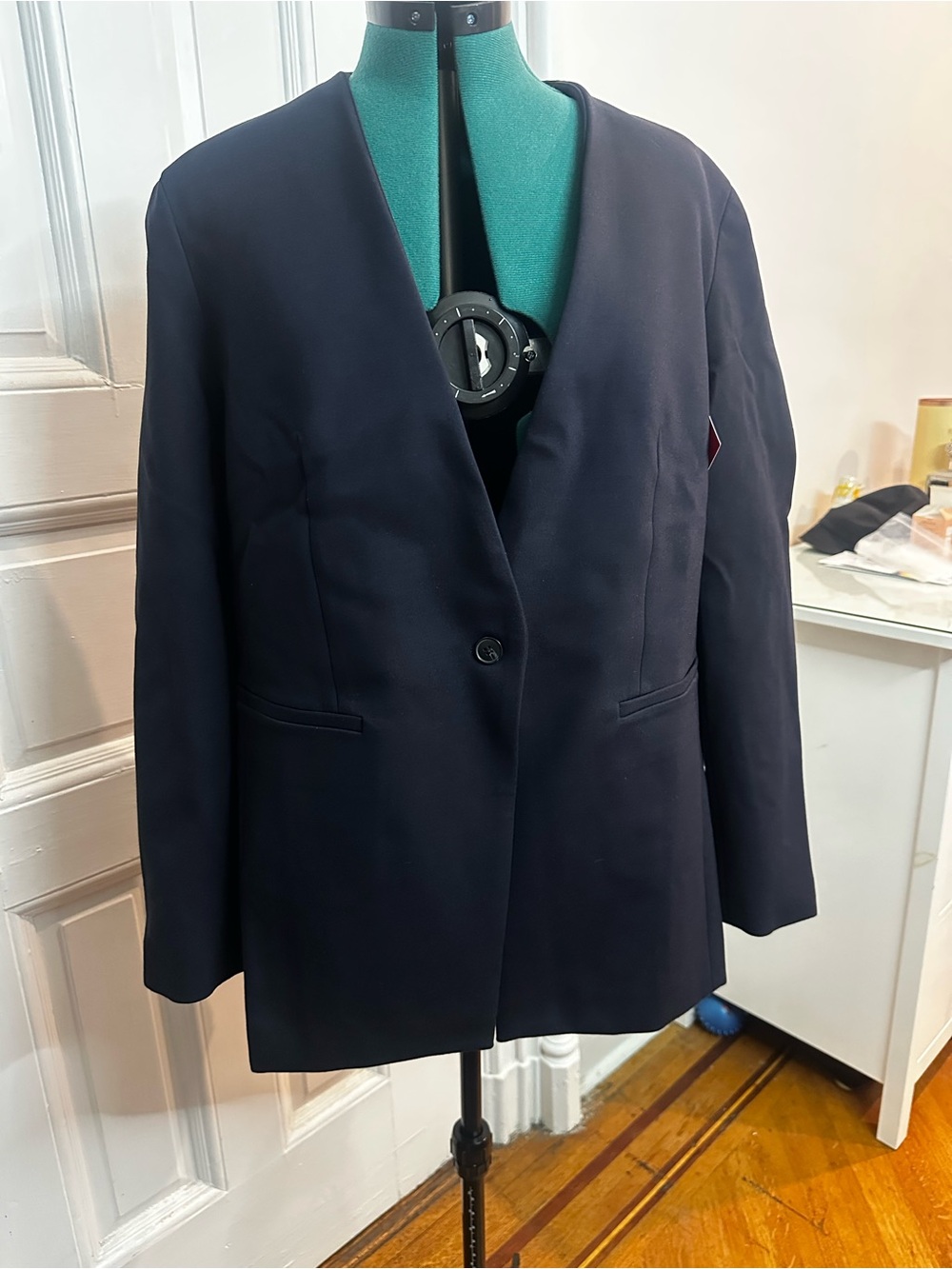 SPANX Navy Single-Button V-Neck Blazer